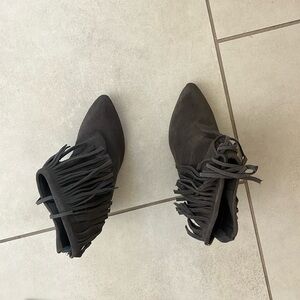 Gray suede wedge shoes. Gently used. Small scuffing on side. Great condition